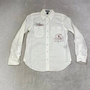 Lauren Jeans Ralph Lauren Women's Blouse M White 100% Cotton Long Sleeve